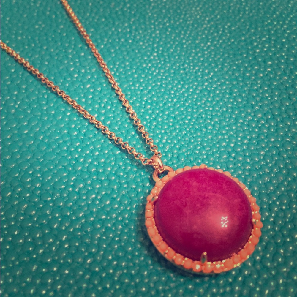 Fossil Maroon & Peach Necklace EUC Boho Vintage Inspired